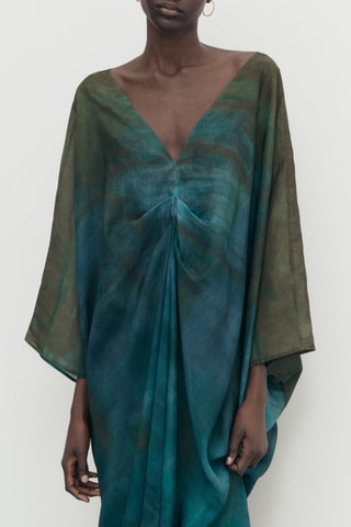 Robe tunique imprimé dégradé - Kaki et turquoise