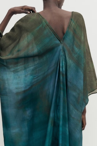 Robe tunique imprimé dégradé - Kaki et turquoise