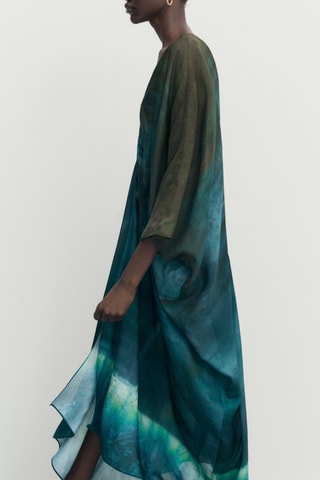 Robe tunique imprimé dégradé - Kaki et turquoise