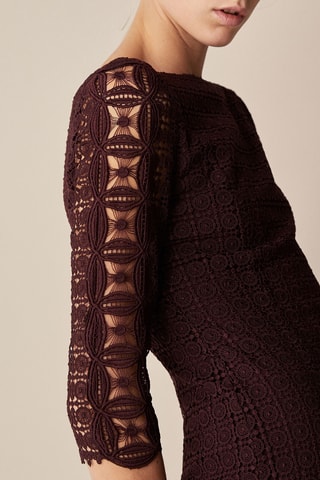 Robe guipure géométrique - Bordeaux