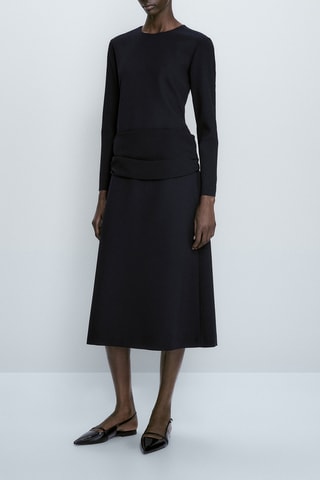 Robe midi avec ceinture large - Bleu nuit