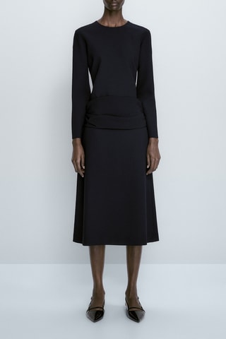 Robe midi avec ceinture large - Bleu nuit