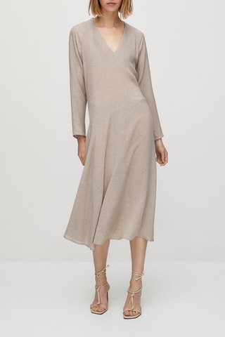 Robe longue ceinture asymétrique - Ecru