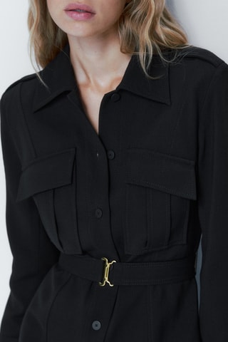 Robe courte noire taille marquée - Noir