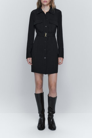 Robe courte noire taille marquée - Noir