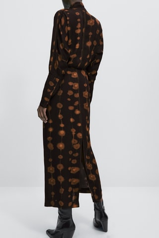 Robe longue imprimé manches - Marron