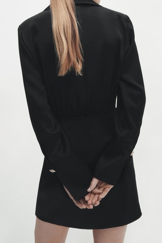 Robe courte croisée satinée - Noir