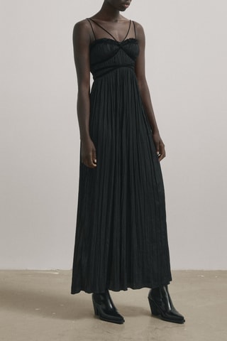 Robe longue plissée noir - Studio - Noir