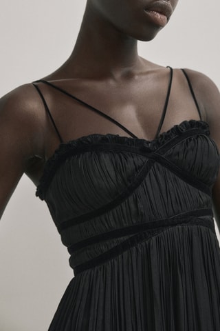 Robe longue plissée noir - Studio - Noir