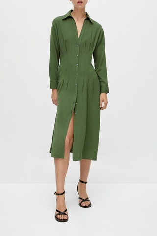 Robe chemise taille ajustée - Vert