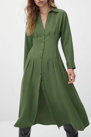 Robe chemise taille ajustée - Vert