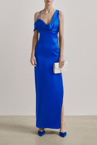 Robe soie dos croisé - Studio - Bleu roi