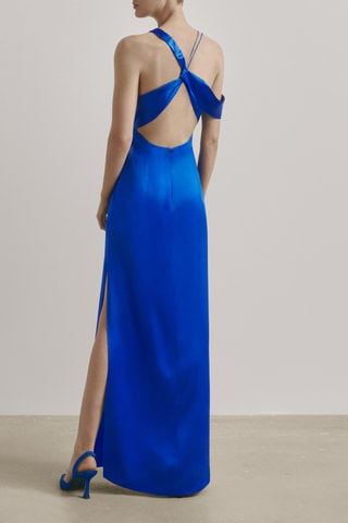 Robe soie dos croisé - Studio - Bleu roi