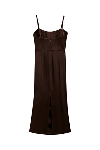 Robe en viscose bretelles fines style boudoir - Studio - Marron foncé