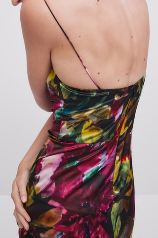 Robe imprimé floral en soie - Studio - Bordeaux