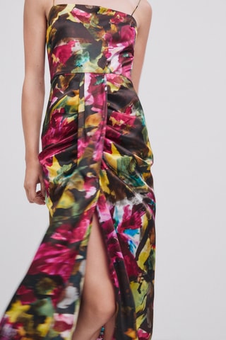 Robe imprimé floral en soie - Studio - Bordeaux