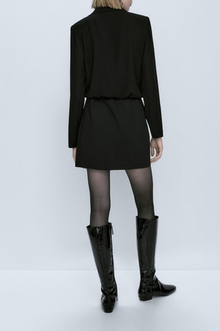 Robe blazer tissu contrastant - Noir