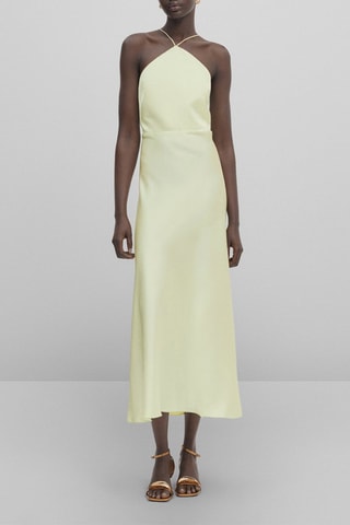 Robe longue satinée à bretelles fines - Studio - Vert