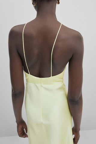 Robe longue satinée à bretelles fines - Studio - Vert