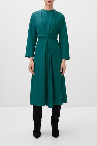 Robe longue froncée à la taille - Vert émeraude