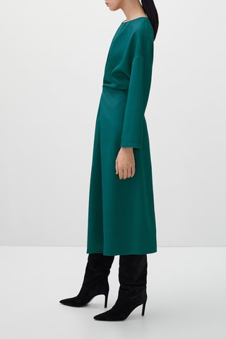 Robe longue froncée à la taille - Vert émeraude
