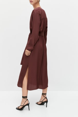 Robe satinée croisée - Bordeaux