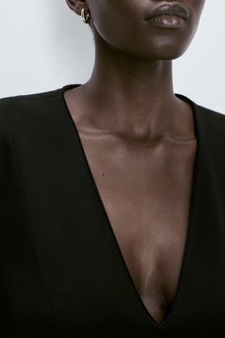 Robe midi crêpe plissée - Noir