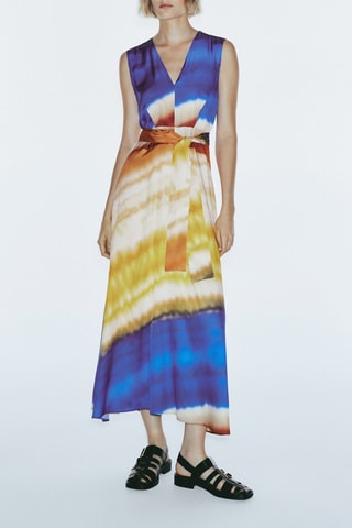 Robe tie-dye sans manches - Bleu et jaune