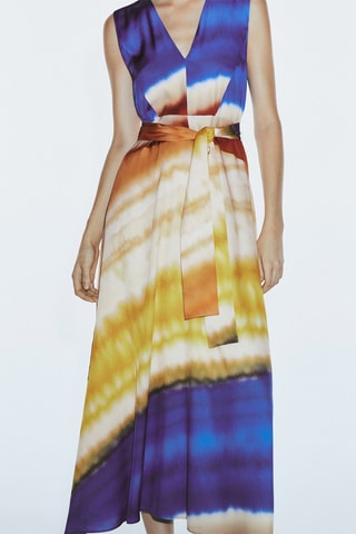 Robe tie-dye sans manches - Bleu et jaune