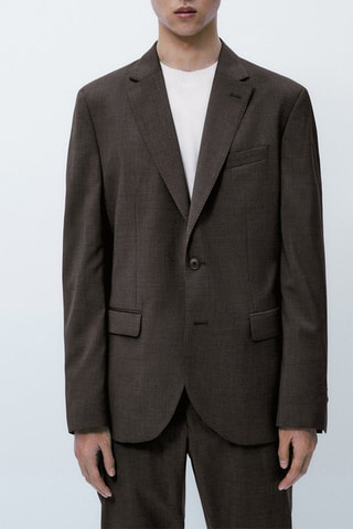 Veste de costume marron 100% laine - Ecru et marron