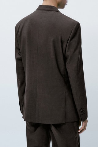 Veste de costume marron 100% laine - Ecru et marron