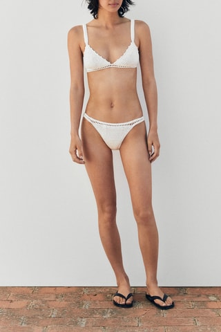 Ensemble bikini maille crochet - Blanc