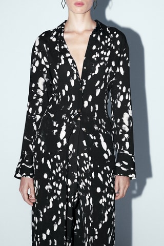 Chemisier imprimé taches - Noir et écru