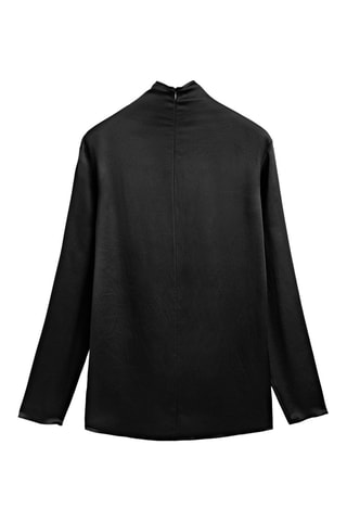 Blouse satinée en polyester à col montant limited edition - Noir