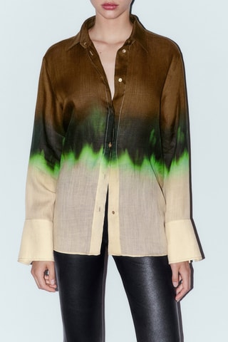 Chemisier dégradé couleurs ramie - Marron et écru