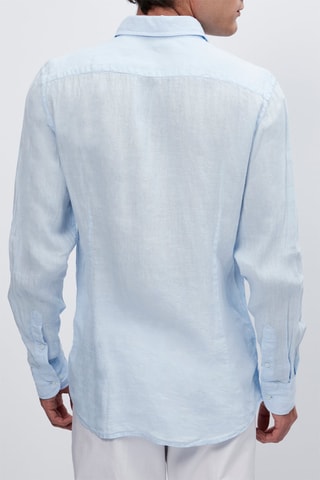 Chemise en pur lin cintrée - Bleu