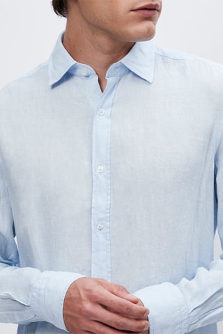 Chemise en pur lin cintrée - Bleu