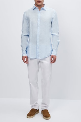 Chemise en pur lin cintrée - Bleu