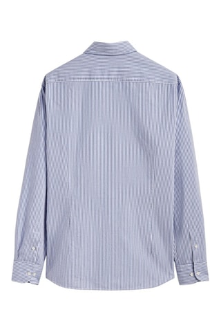 Chemise à rayures en pur coton cintrée - Bleu