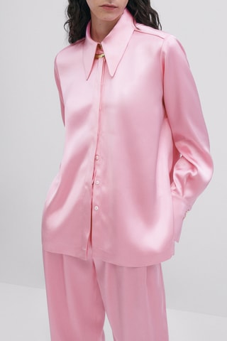 Chemise rose satinée - Rose