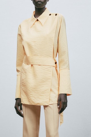 Blouse croisée boutons contrastants - Ivoire