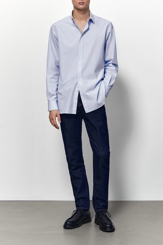 Chemise rayée en coton premium coupe regular - Ciel