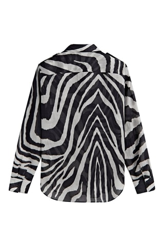 Chemisier ramie imprimé zèbre - Noir et blanc