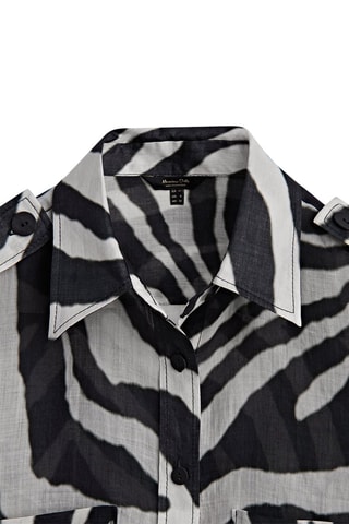 Chemisier ramie imprimé zèbre - Noir et blanc