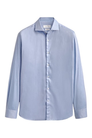 Chemise easy iron à chevrons slim fit 100% coton - Ciel