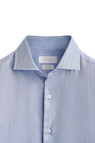 Chemise easy iron à chevrons slim fit 100% coton - Ciel