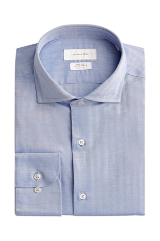 Chemise easy iron à chevrons slim fit 100% coton - Ciel