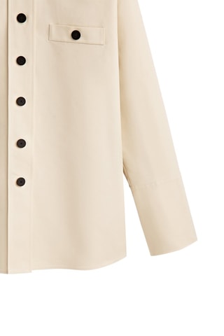 Chemisier coton poche col Mao - Ecru