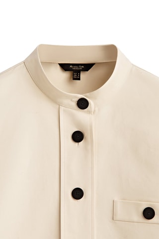 Chemisier coton poche col Mao - Ecru