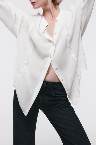 Chemisier à volants sur les côtés - Blanc